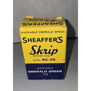Vintage Sheaffer's Skrip Writing Fluid Emerald Green #72 Jar In Original Box